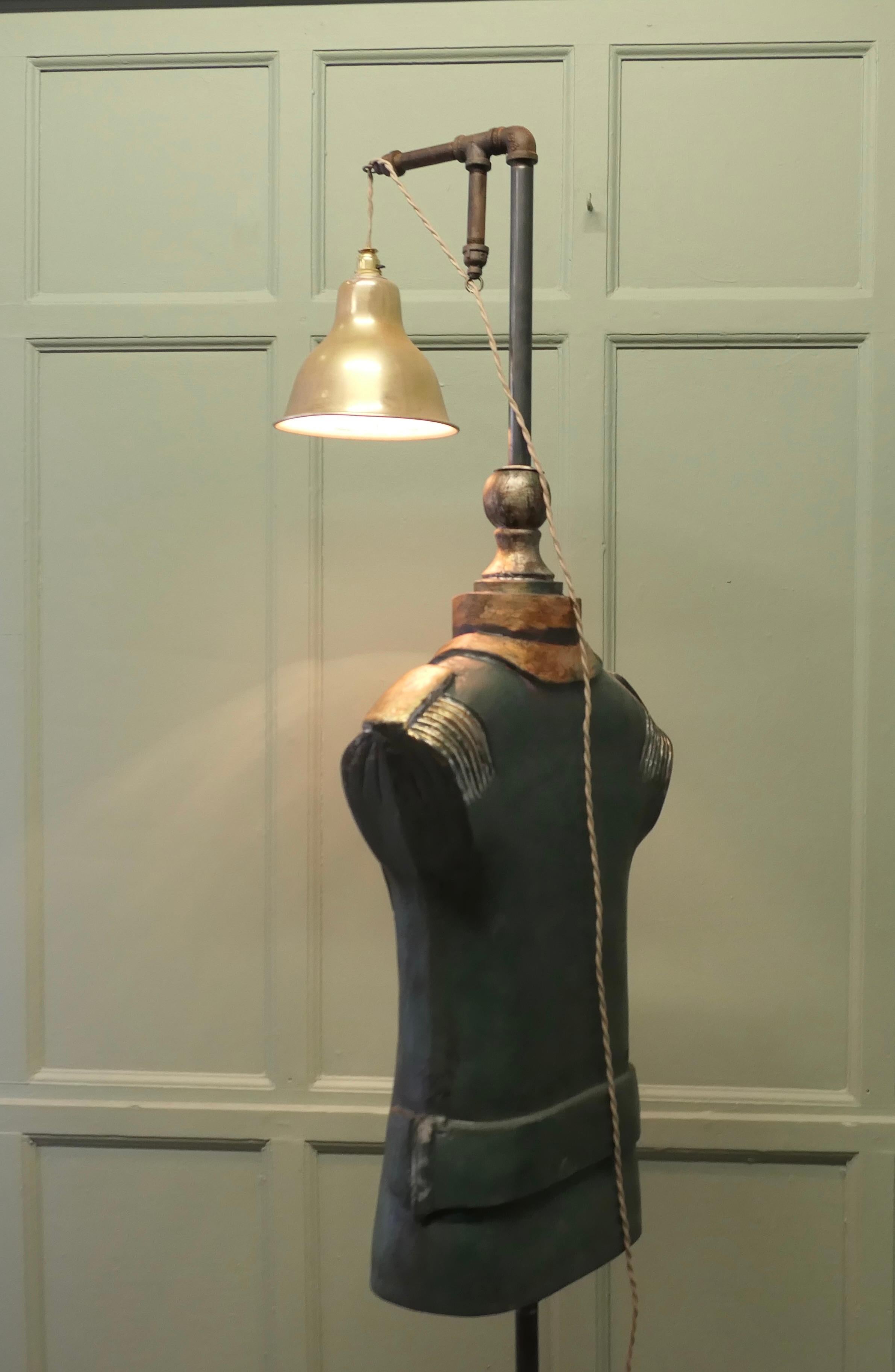 Fiberglass Dressed Navy Sculpture, Floor Lamp  A Fibreglass mannequin in 19th Century dress For Sale