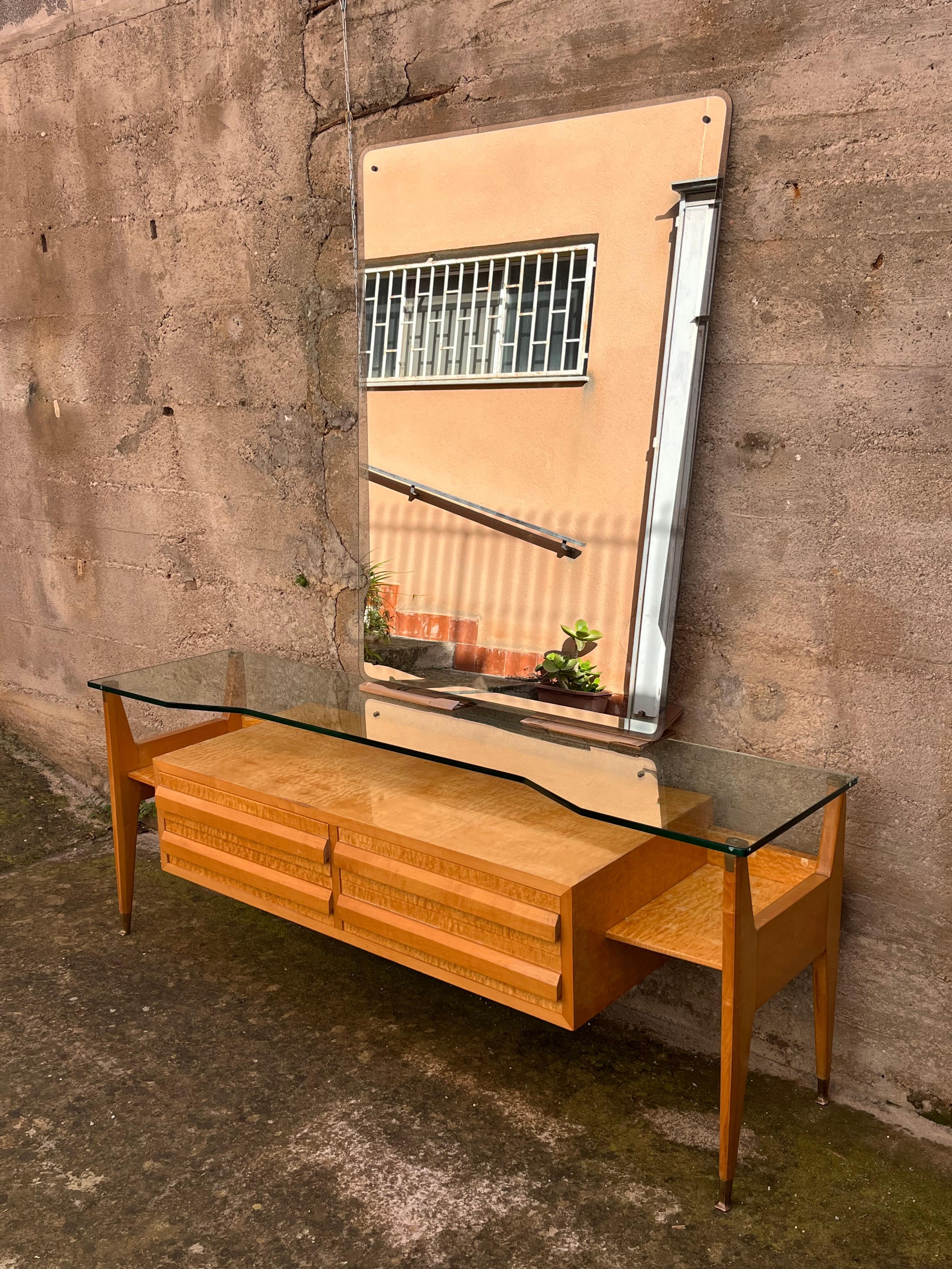 Brass Dresser And Mirror G. Cecchini and C. Lissone attributed to Vittorio Dassi, 1950 For Sale