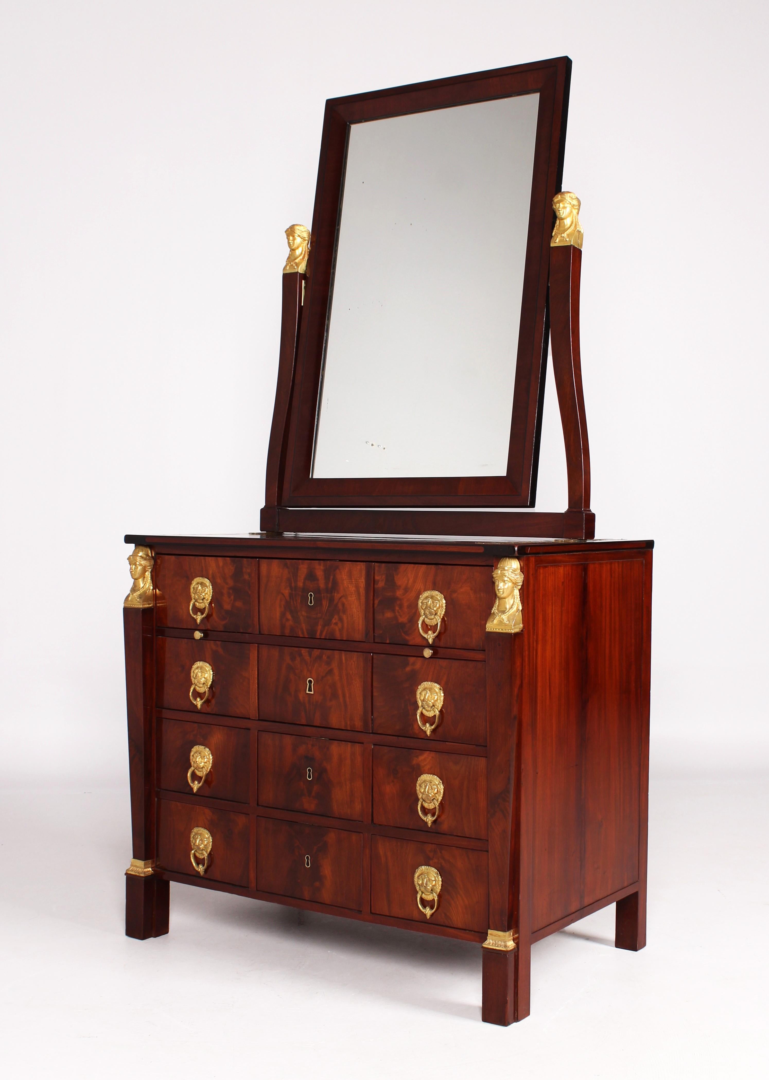 Dresser, Chest of Drawers, Mirror, stamped Jean-Joseph Chapuis, Brussels c. 1810 For Sale 4