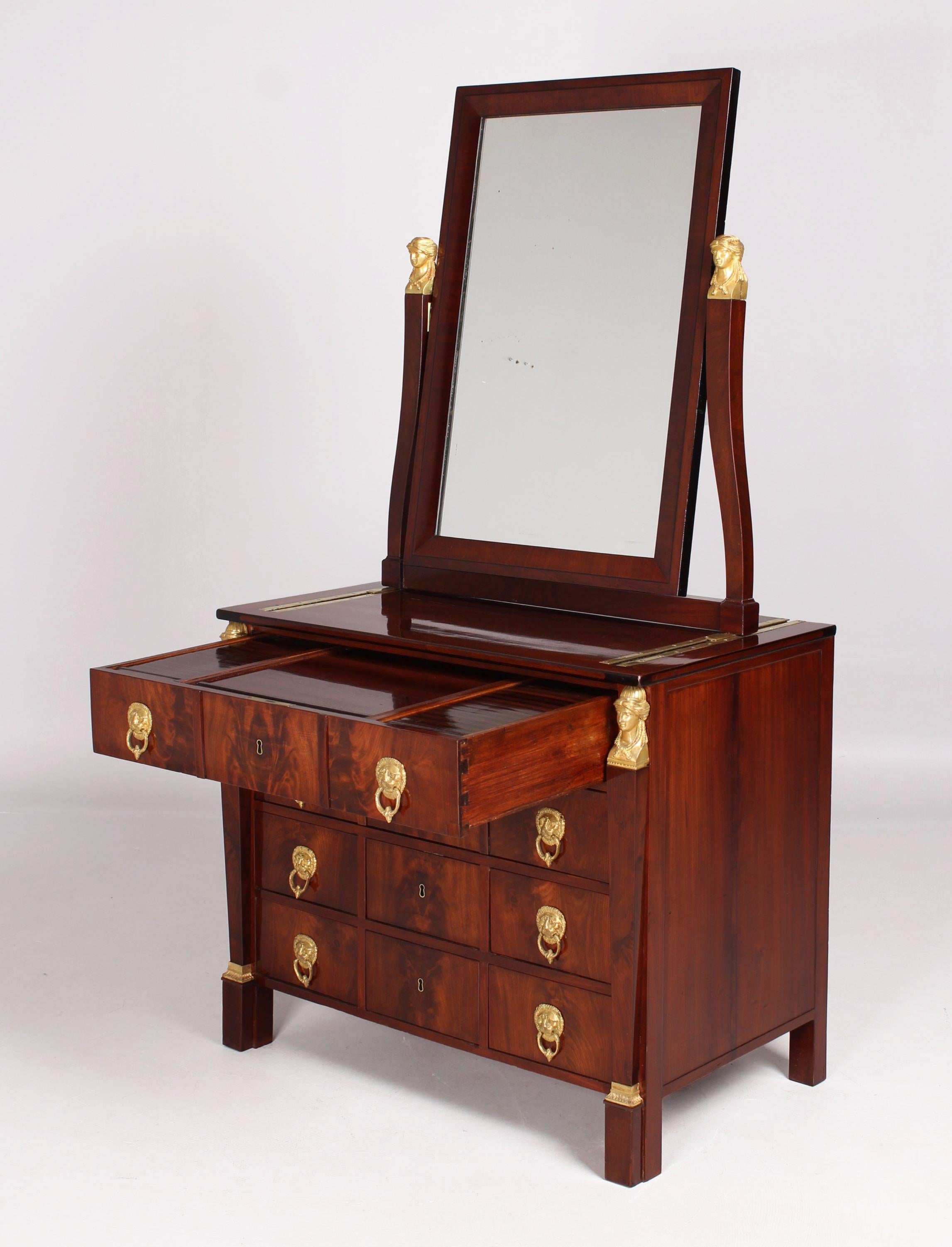 Empire Dresser, Chest of Drawers, Mirror, stamped Jean-Joseph Chapuis, Brussels c. 1810 For Sale