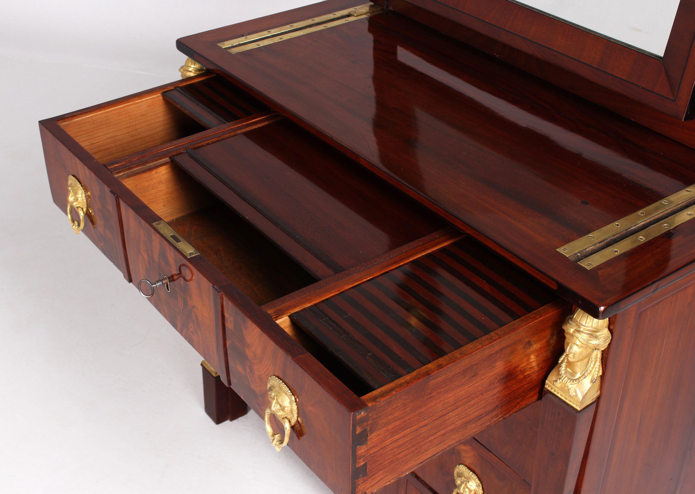 Inlay Dresser, Chest of Drawers, Mirror, stamped Jean-Joseph Chapuis, Brussels c. 1810 For Sale