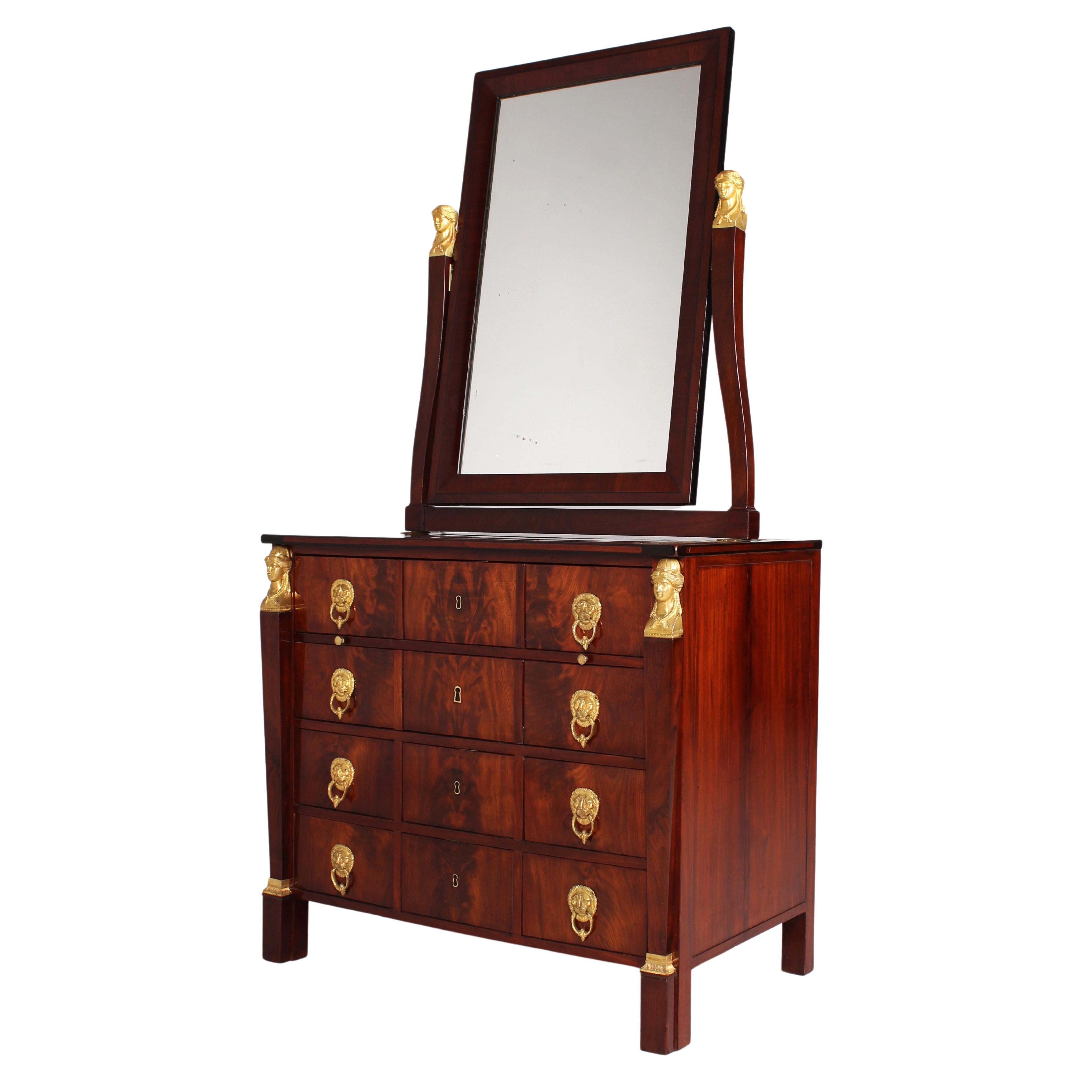 Dresser, Chest of Drawers, Mirror, stamped Jean-Joseph Chapuis, Brussels c. 1810 For Sale