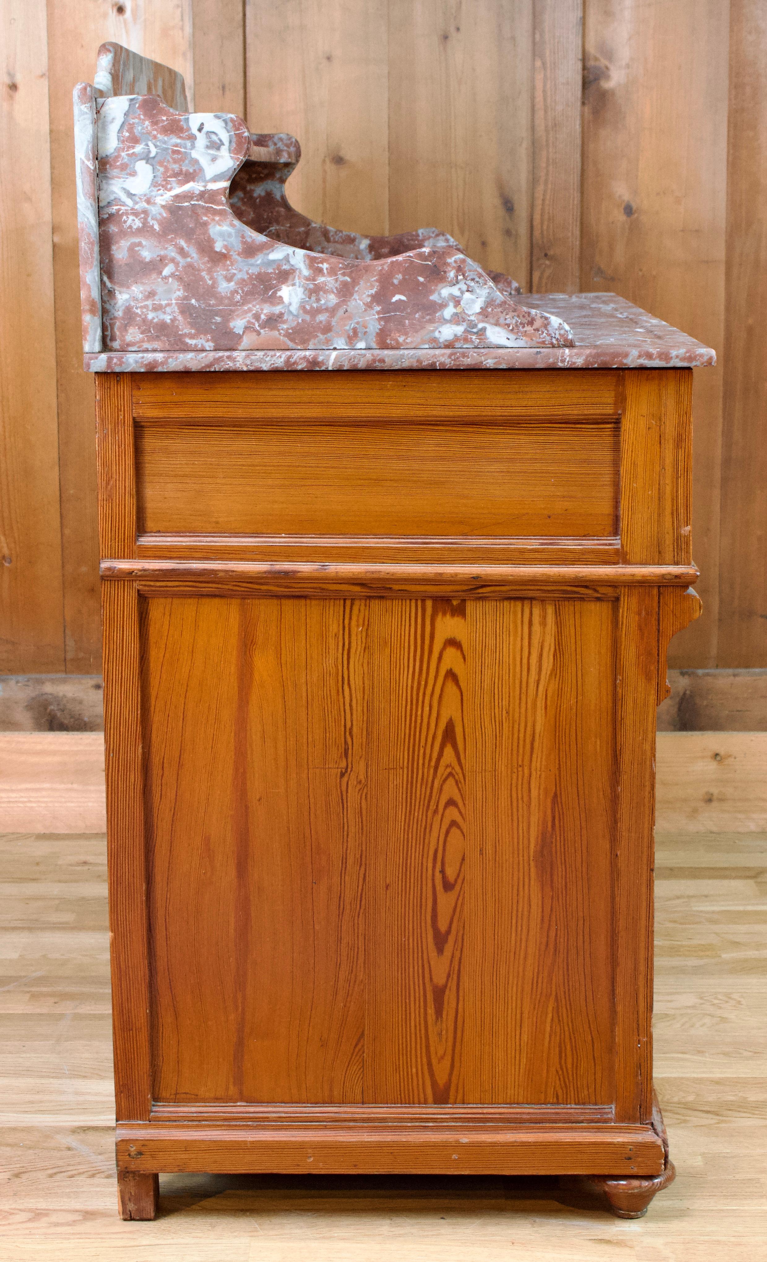Dresser Commode Wood and Marble Vanity 19th Century In Good Condition For Sale In Beuzevillette, FR