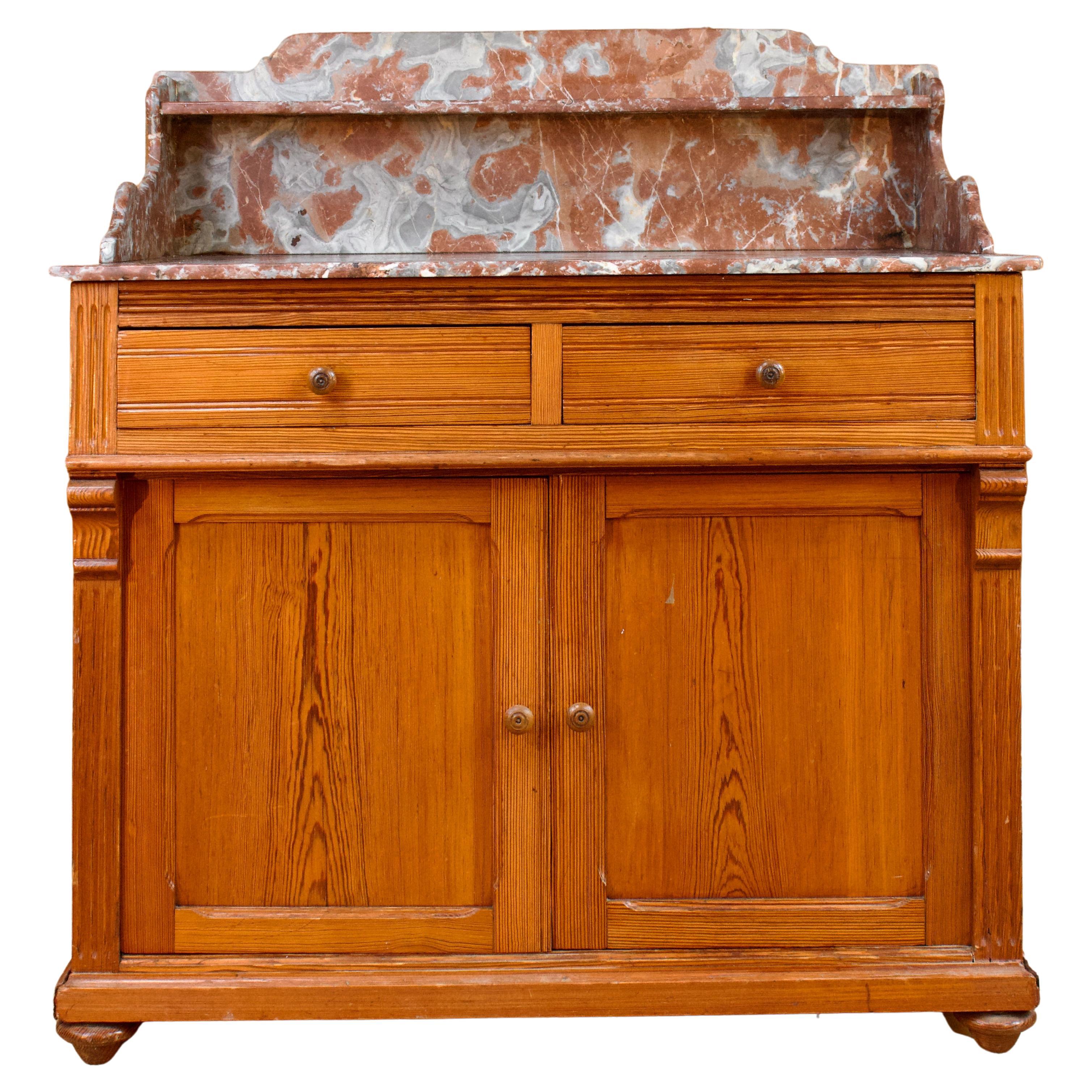 Dresser Commode Wood and Marble Vanity 19th Century For Sale