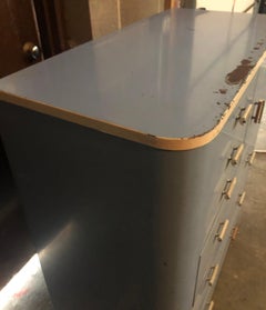 Dresser Highboy by Norman Bel Geddes for Simmons circa 1930s baby blue and white