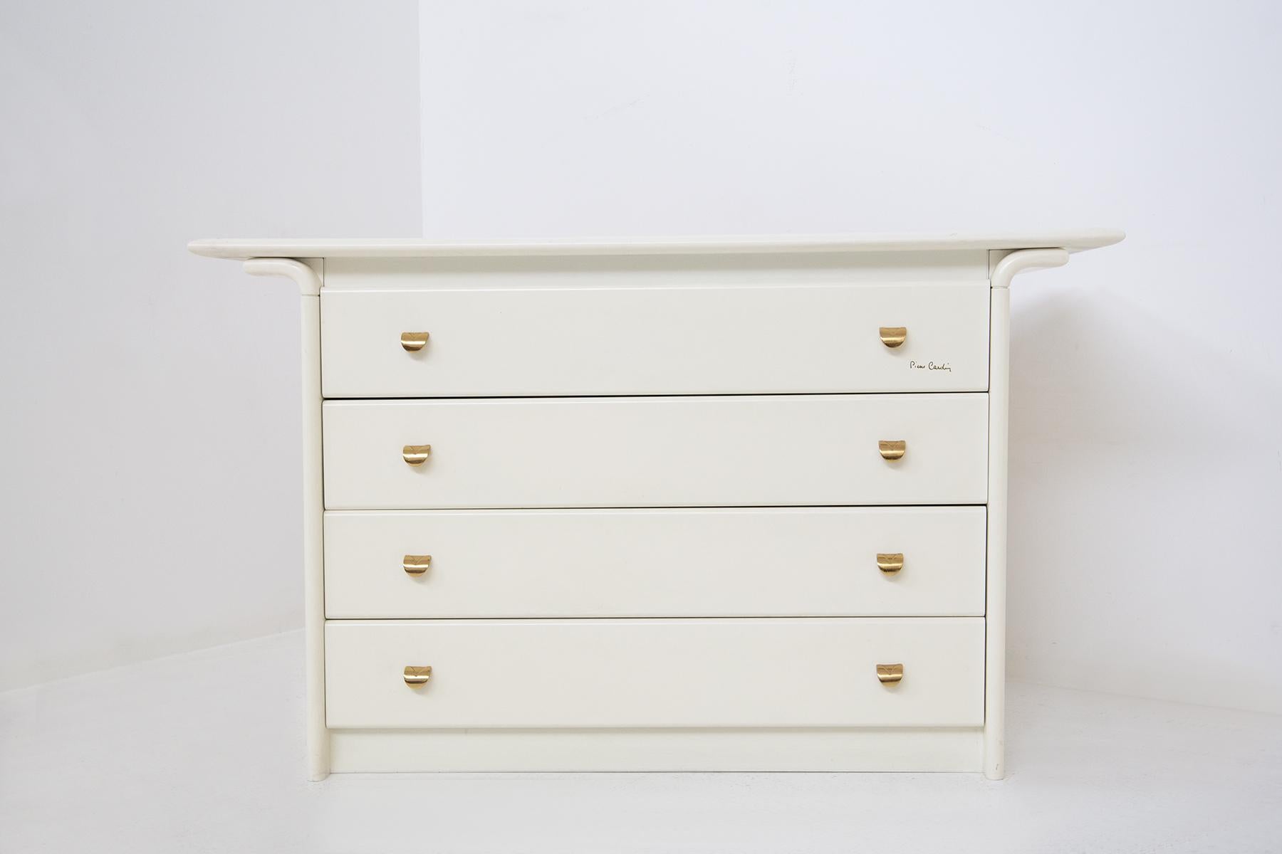 Dresser in White Lacquered Wood by Pierre Cardin, Original Signature For Sale 2