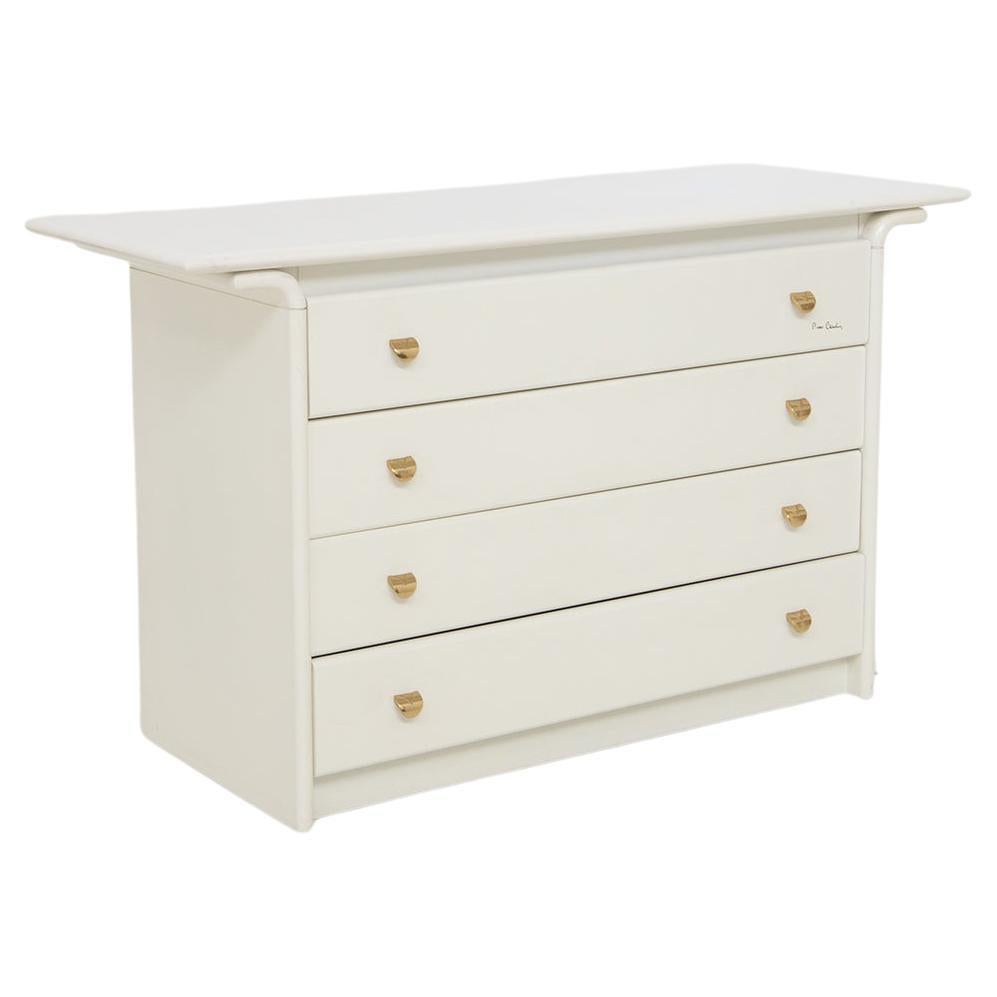 Dresser in White Lacquered Wood by Pierre Cardin, Original Signature For Sale
