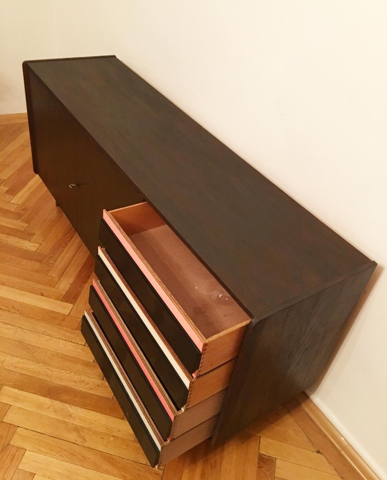 Dresser Jiri Jiroutek for Interier Praha, U 460 Pink and Gray In Good Condition For Sale In Prague, CZ