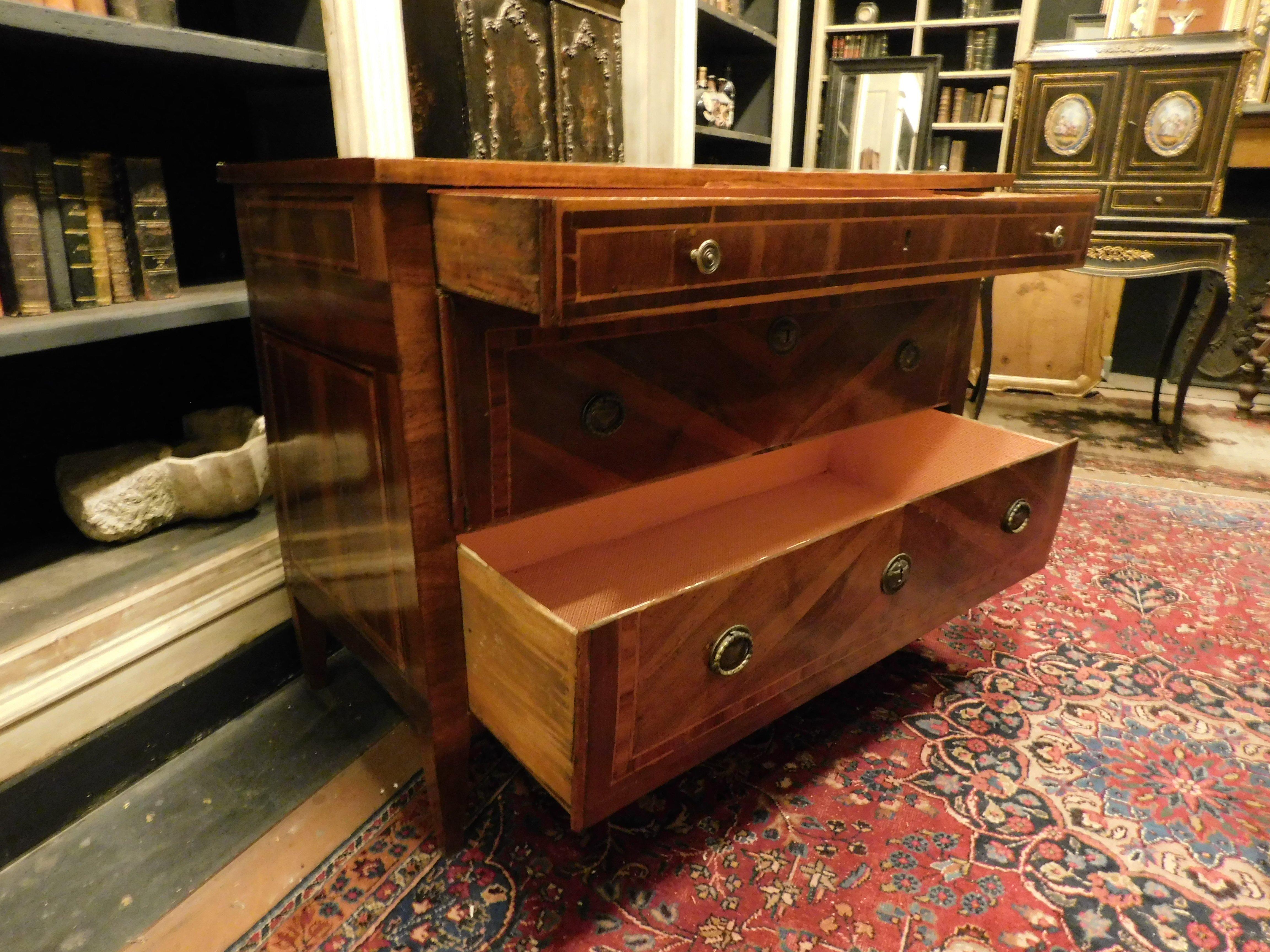 Dresser, Louis XVI chest of drawers, veneered and inlaid, Genoa (Italy) For Sale 3