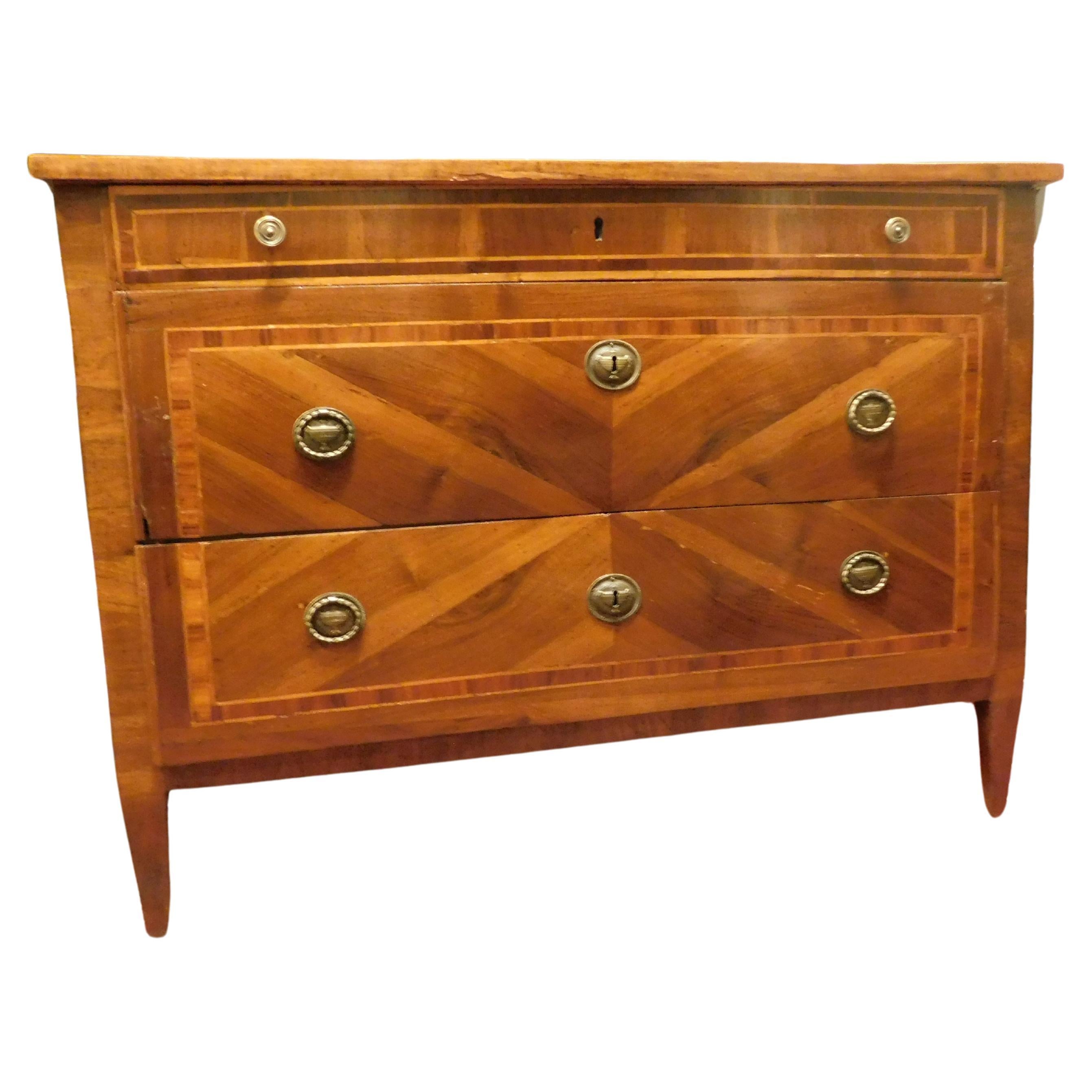 Dresser, Louis XVI chest of drawers, veneered and inlaid, Genoa (Italy) For Sale