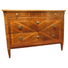 Antique Dresser, Louis XVI chest of drawers, veneered and inlaid, Genoa (Italy)