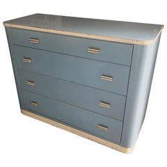 Dresser Lowboy by Norman Bel Geddes for Simmons circa 1930s, Baby Blue and White