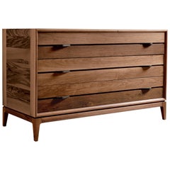 Binario Solid Wood Dresser, Walnut in Hand-Made Natural Finish, Contemporary