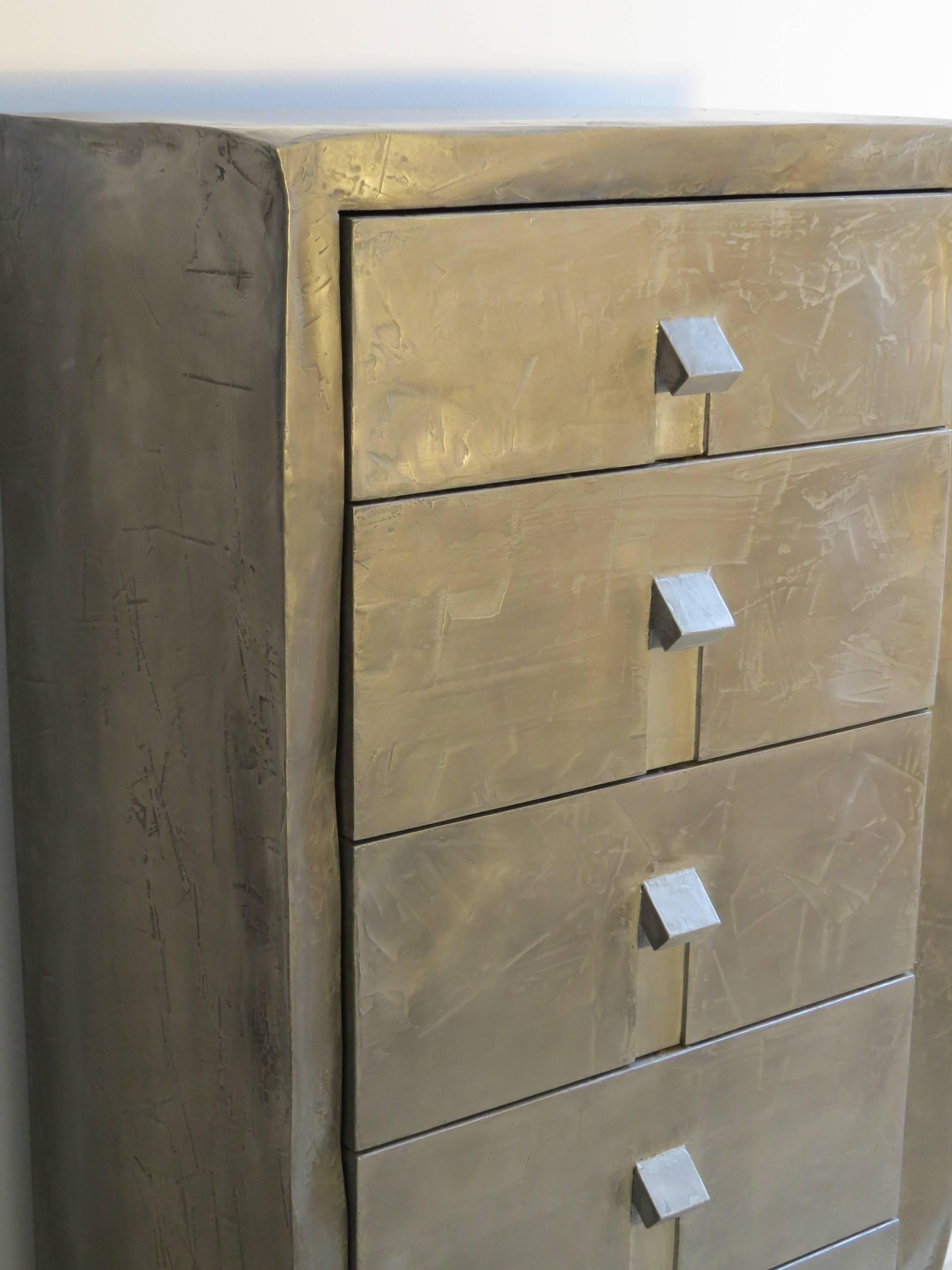 Hand-Crafted Dresser , organic modern, Alu on Wood, Handcrafted, One of Kind, made in Germany For Sale