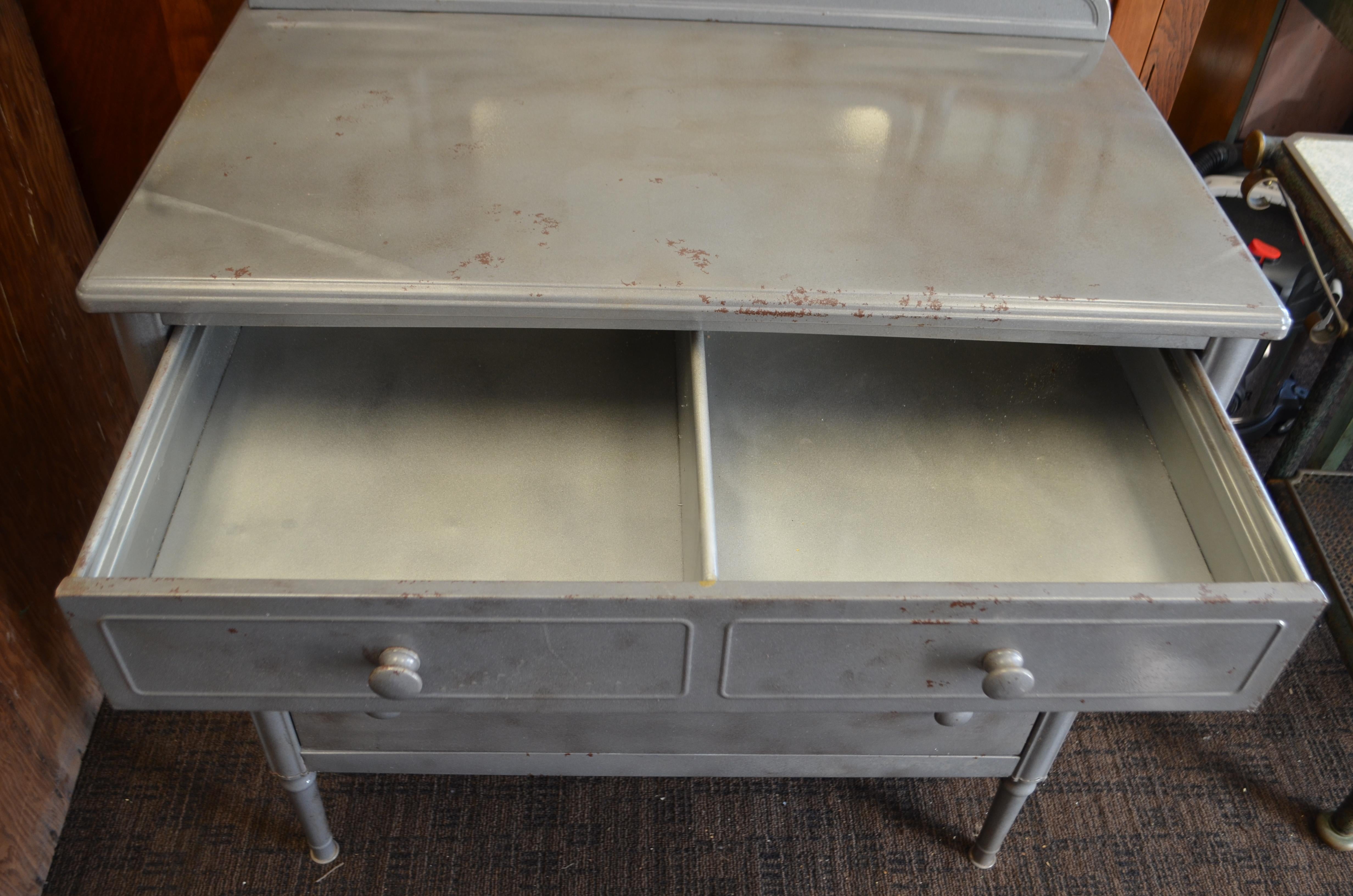 Dresser of Steel with Mirror by Simmons, circa 1930s. 1