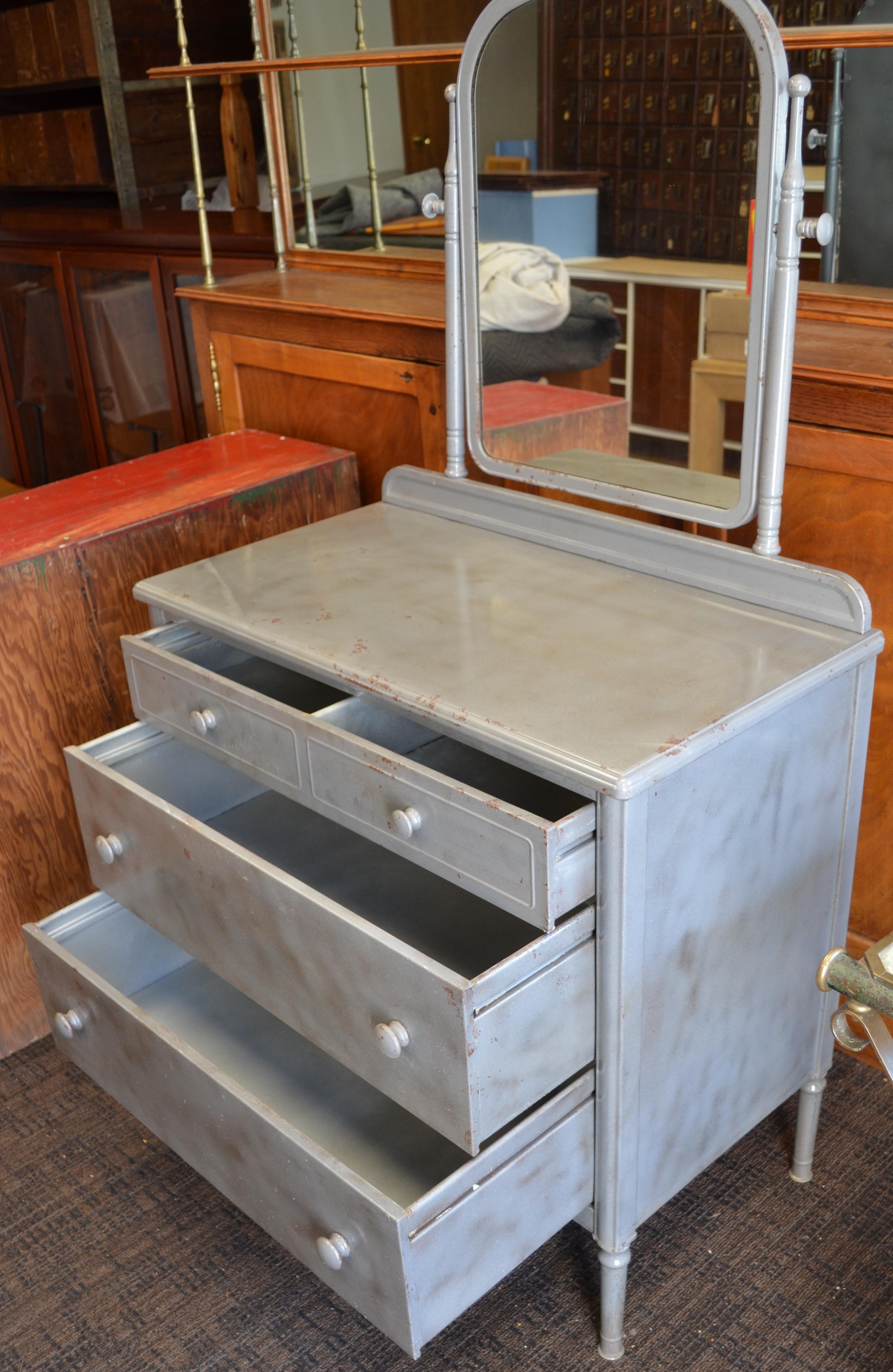 Dresser of Steel with Mirror by Simmons, circa 1930s. 5