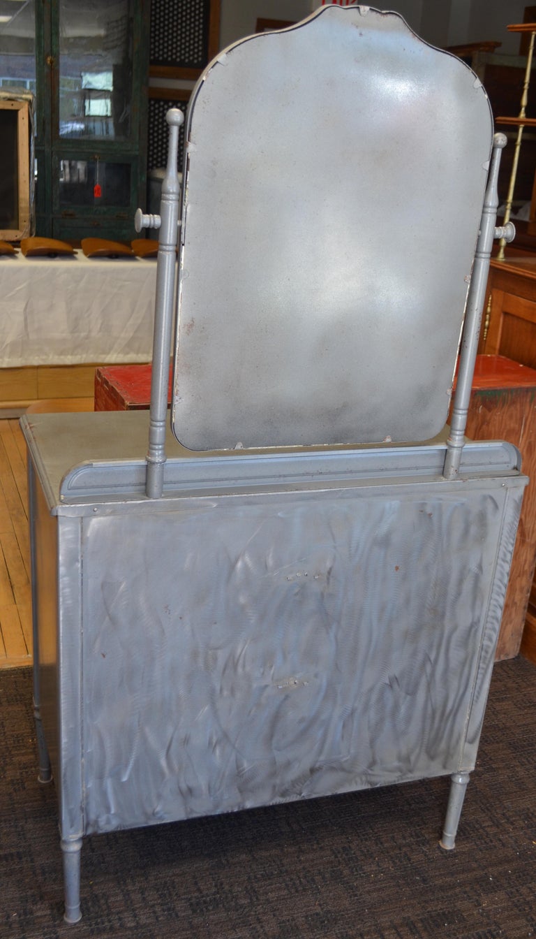 simmons metal dresser with mirror 1940s Simmons Steel Highboy Dresser w/ Mirror