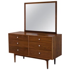 Retro Dresser Suite and Mirror by Kipp Stewart for Drexel in Walnut