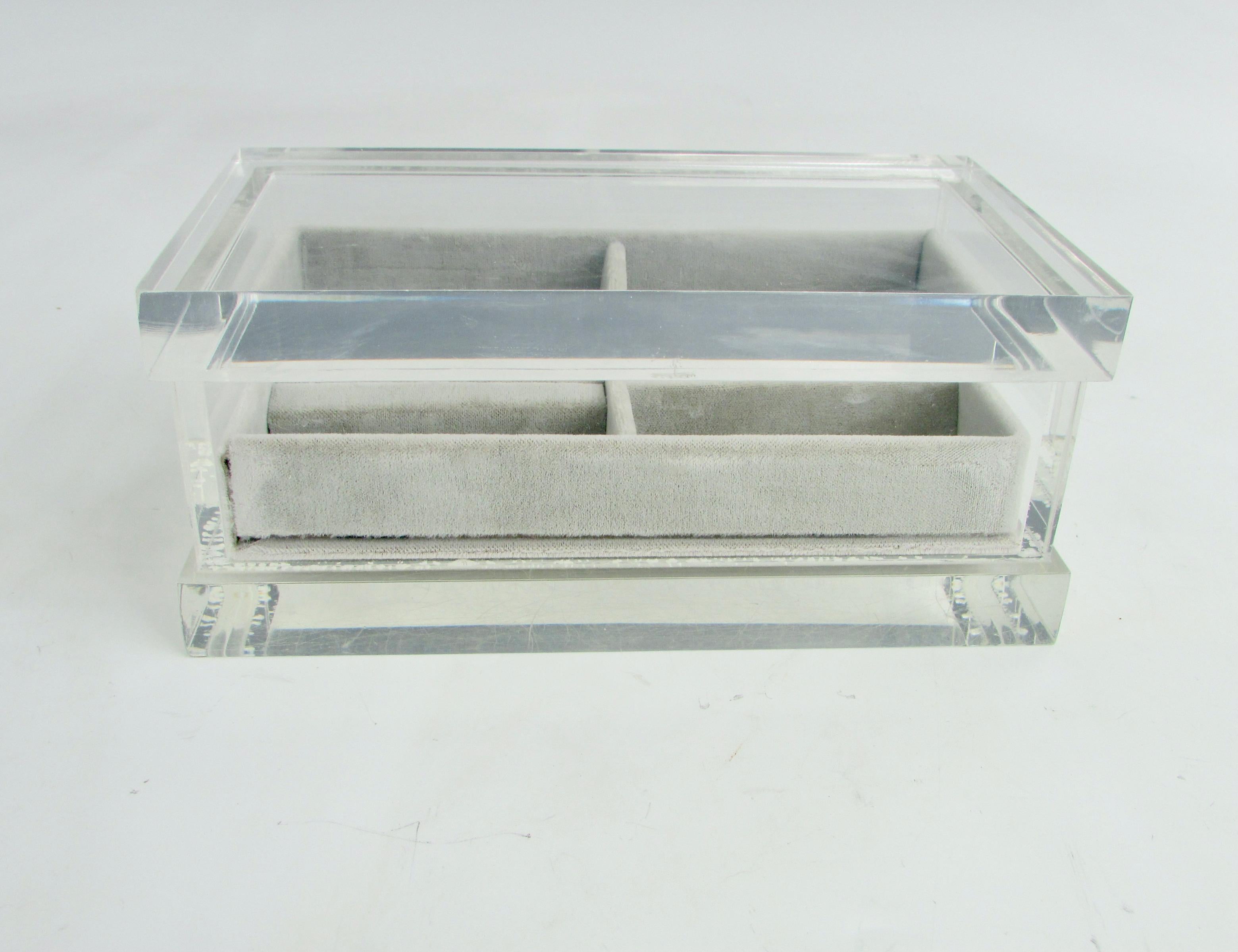 American Dresser Top Lucite Jewelry Box with Fitted Lid For Sale
