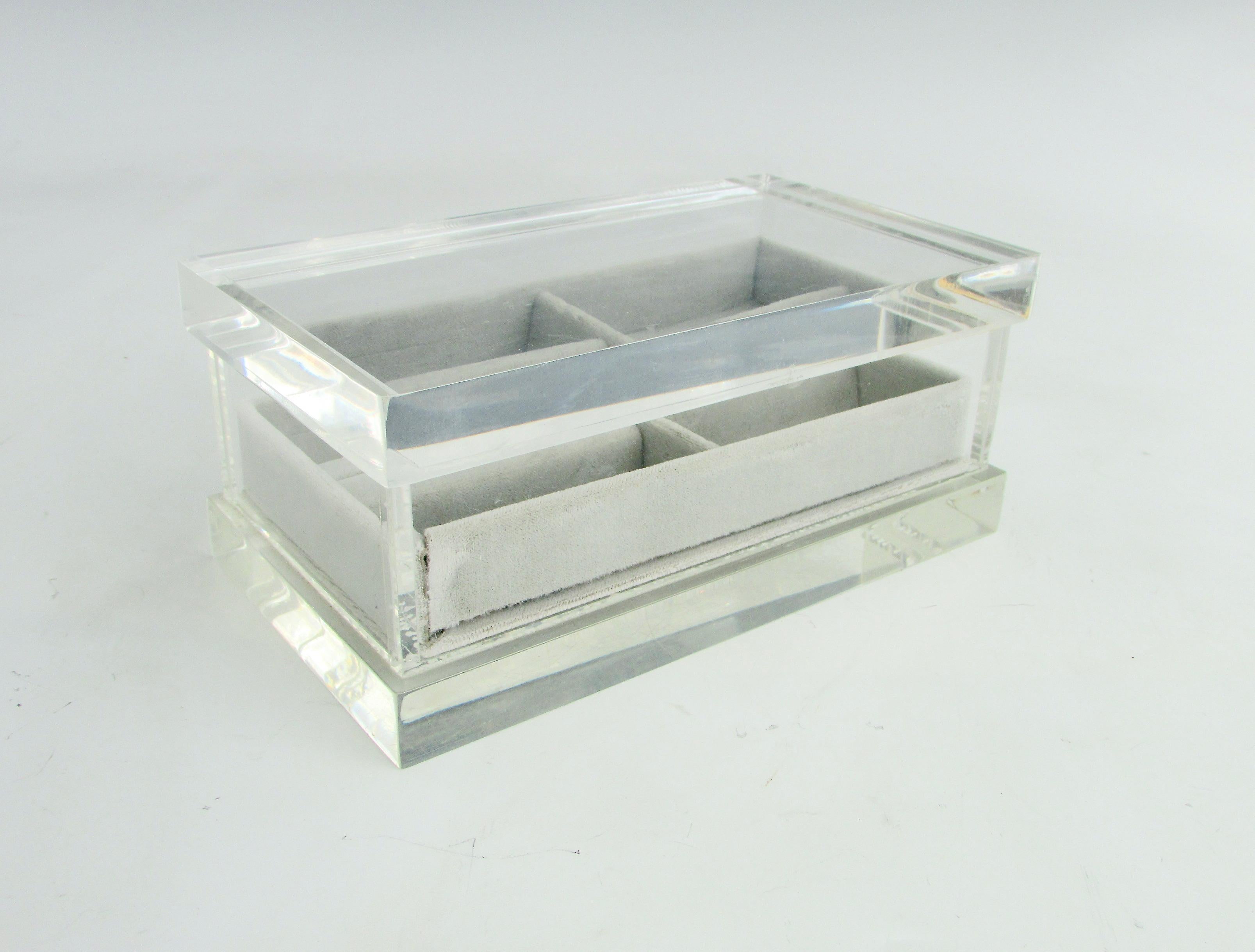 Hand-Crafted Dresser Top Lucite Jewelry Box with Fitted Lid For Sale