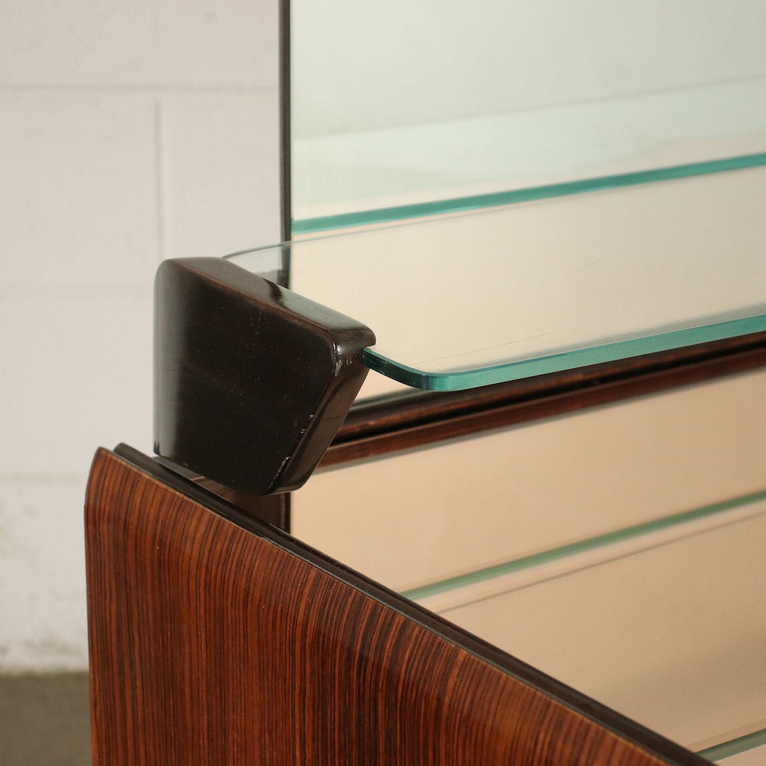 Other Dresser Veneered Wood Mirror Glass Brass, Italy, 1950s-1960s