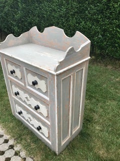 Dresser with Blue and White Paint