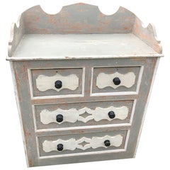 Dresser with Blue and White Paint