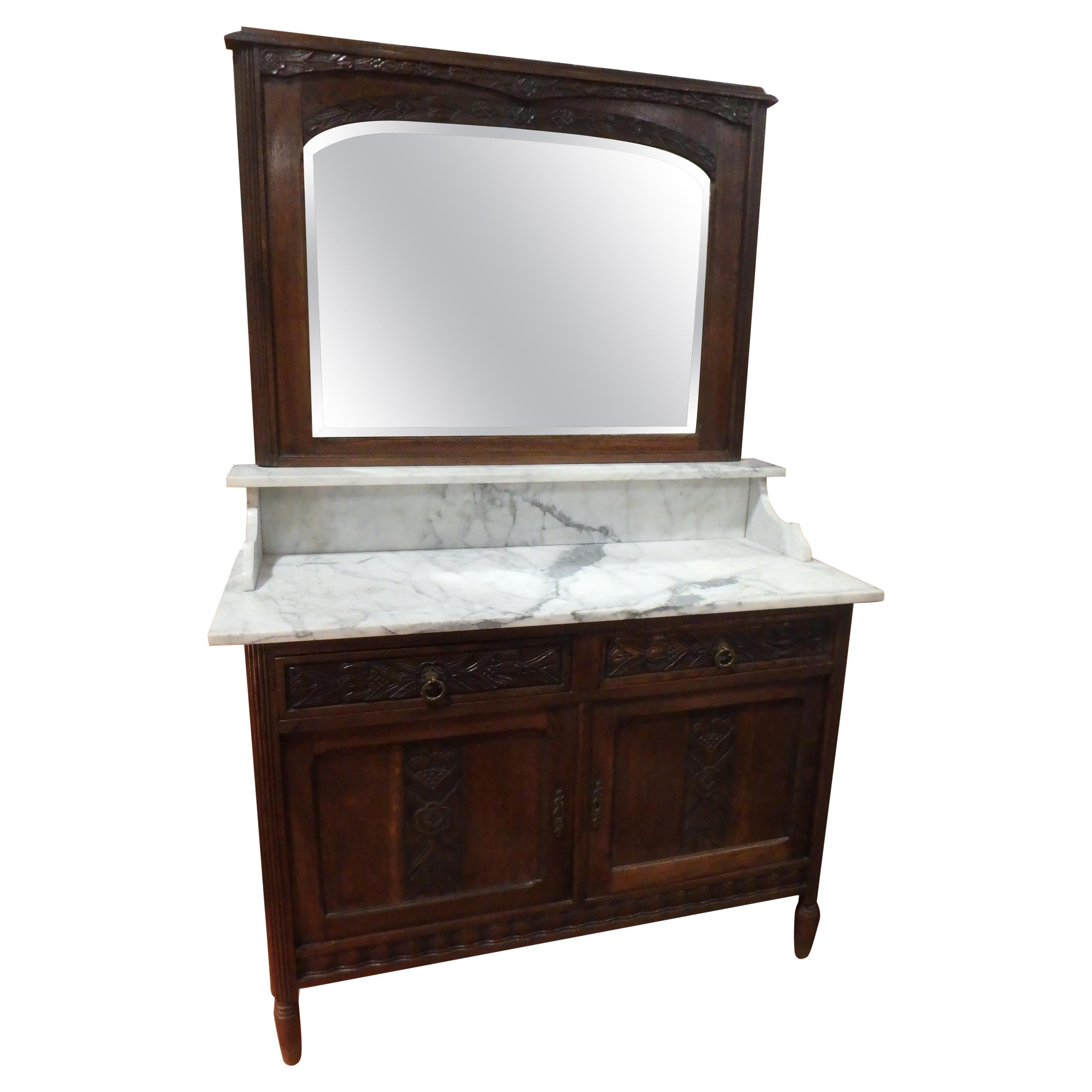 Dresser with Marble Top For Sale