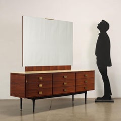 Dresser with Mirror Exotic Wood Italy 1950s-60s