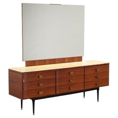 Vintage Dresser with Mirror Exotic Wood Italy 1950s-60s