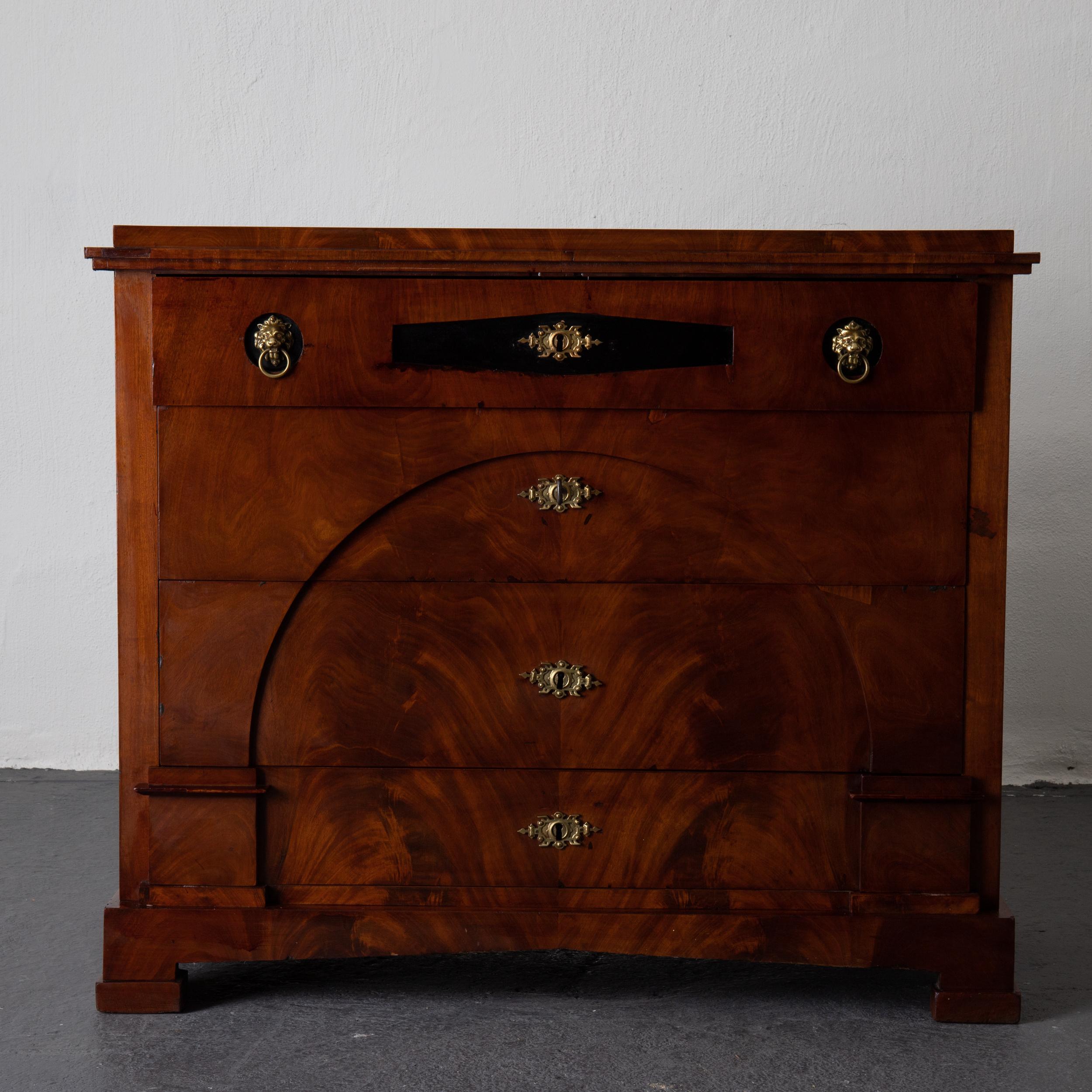 Dresser / Writing Chest Swedish Empire Mahogany Black Brass, Sweden (19. Jahrhundert)