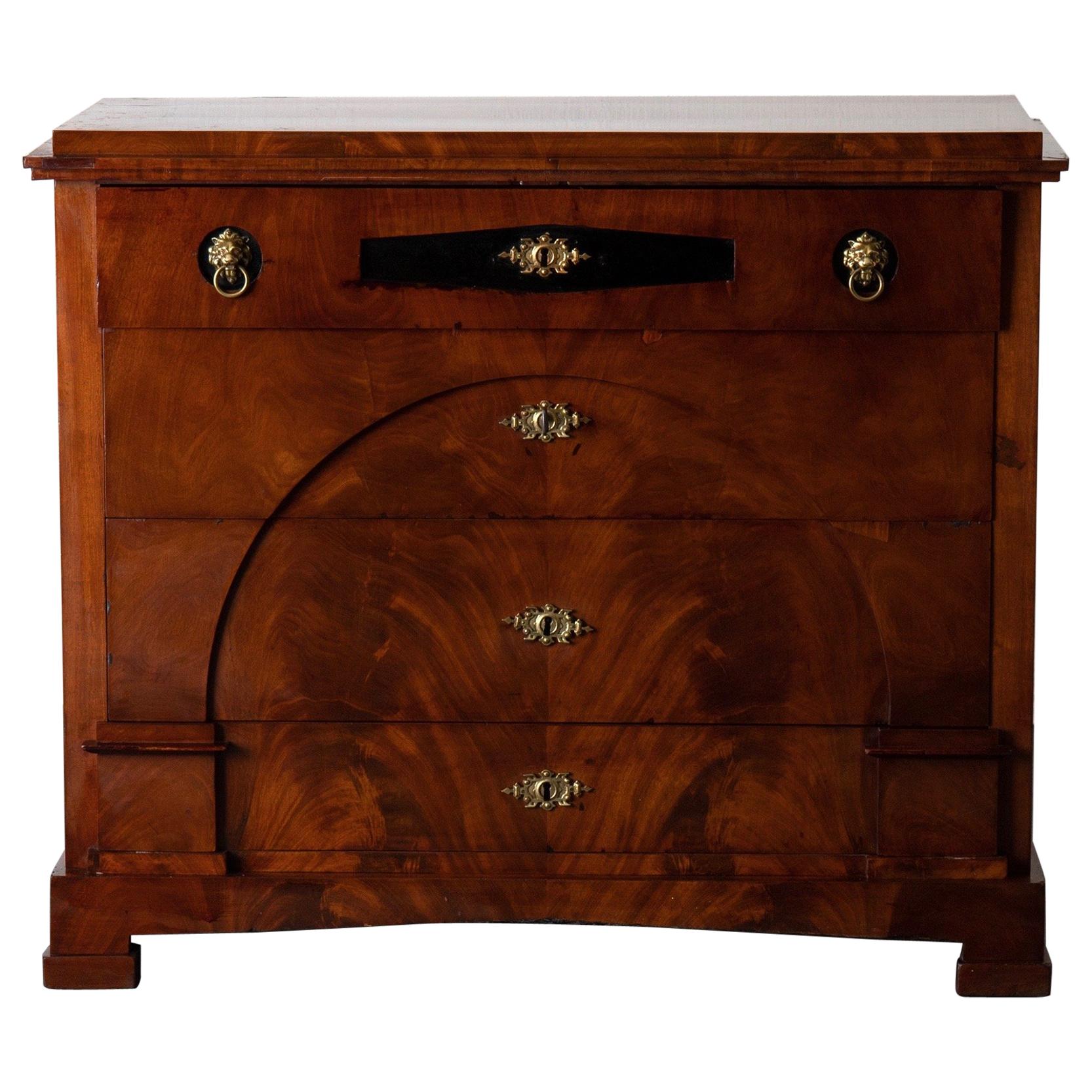 Dresser / Writing Chest Swedish Empire Mahogany Black Brass, Sweden