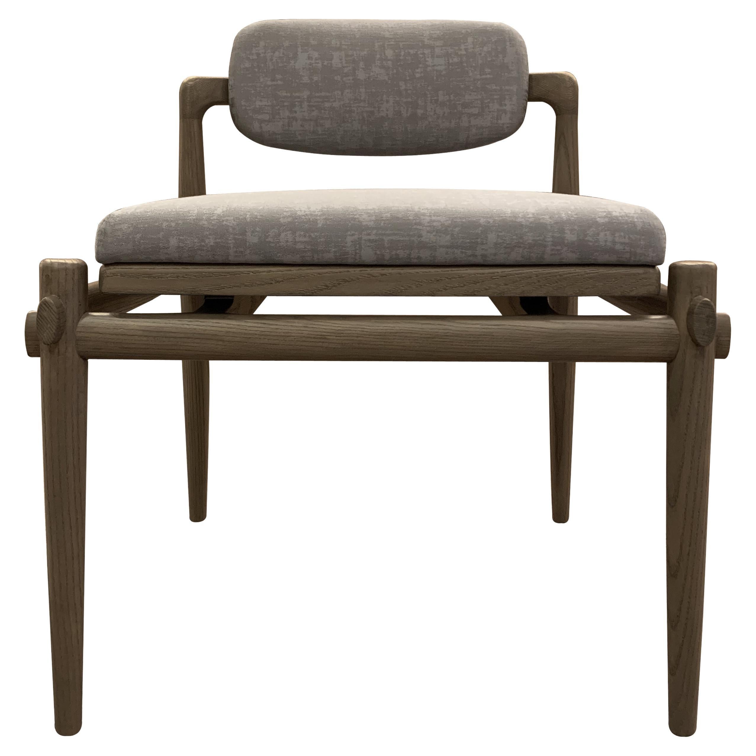 Dressing Chair Upholstered Interlock André Fu Living Grey Oak New Modern
