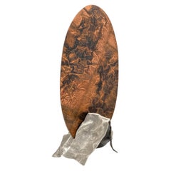 Dressing Mirror by Burchiellaro with Sculptural Form Cast Aluminum Base, 1970