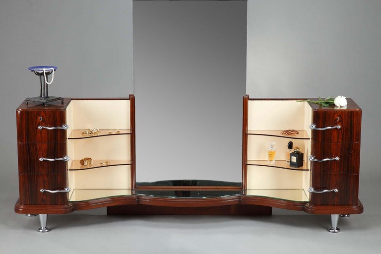 Dressing Table and Chair in Macassar Ebony Veneer For Sale at 1stDibs