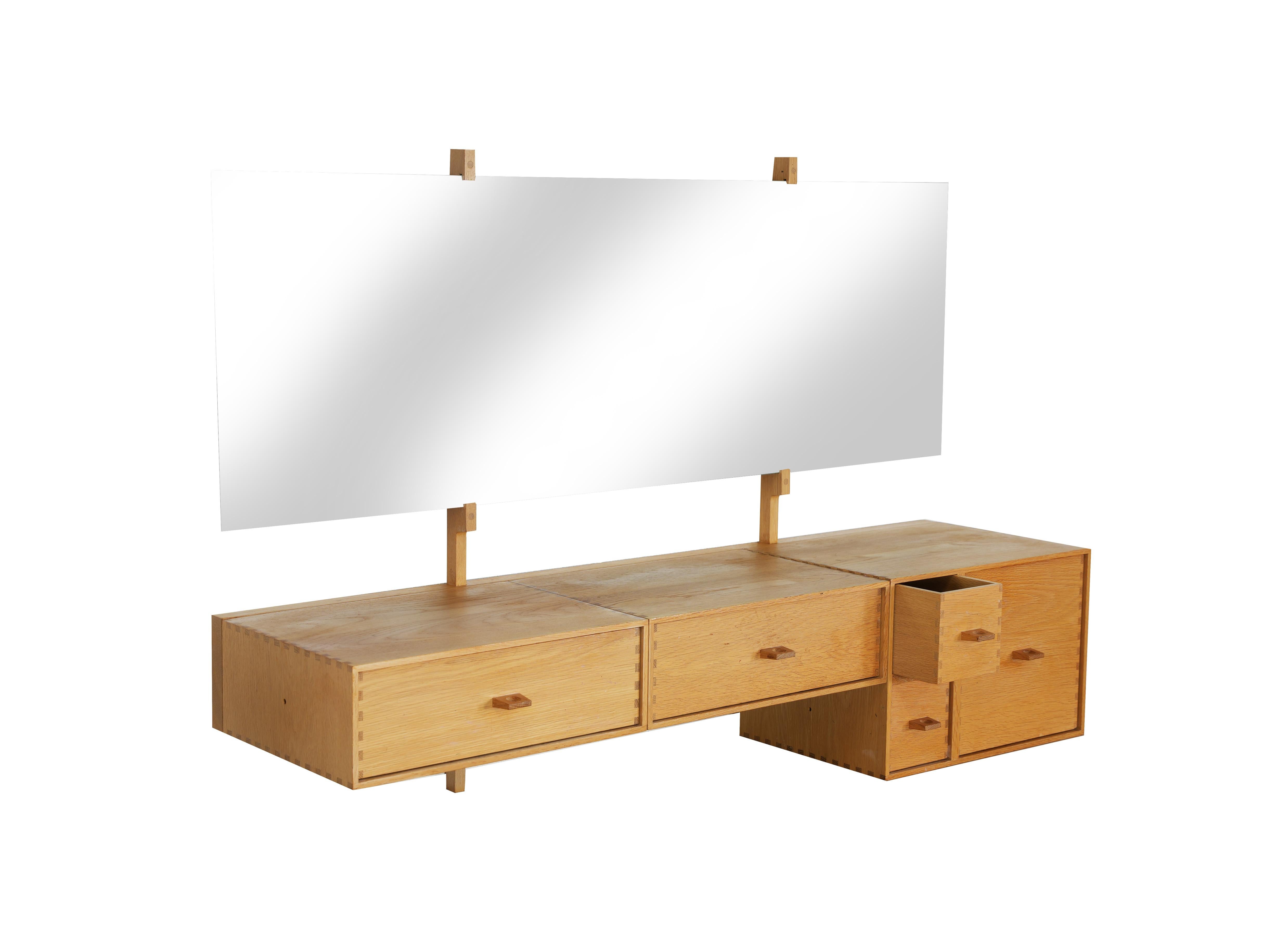 Mirror Dressing Table by Uno and Östen Kristiansson for Luxus Oak, Sweden 1960ies For Sale