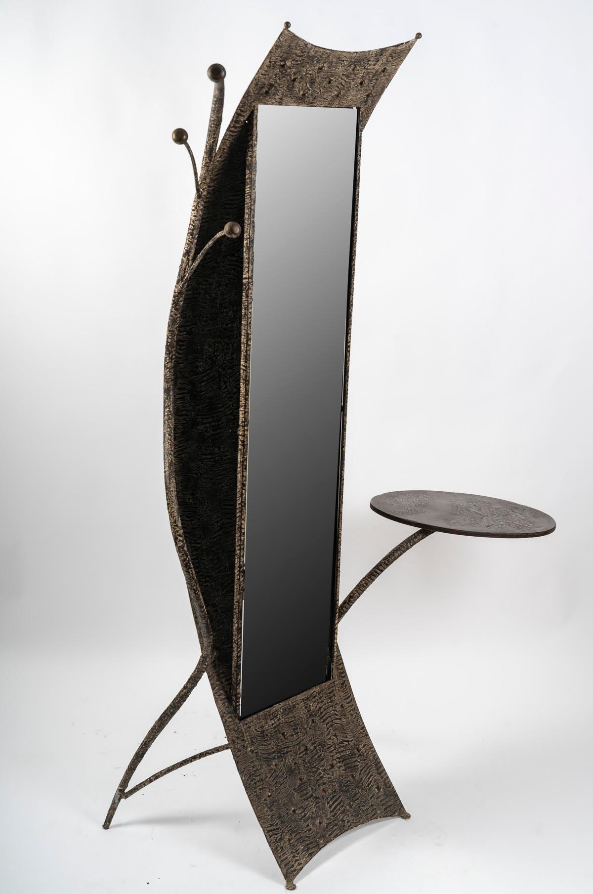 Dressing Table, Designer Coat Stand with its Patinated Metal Chair, 20th Century 5