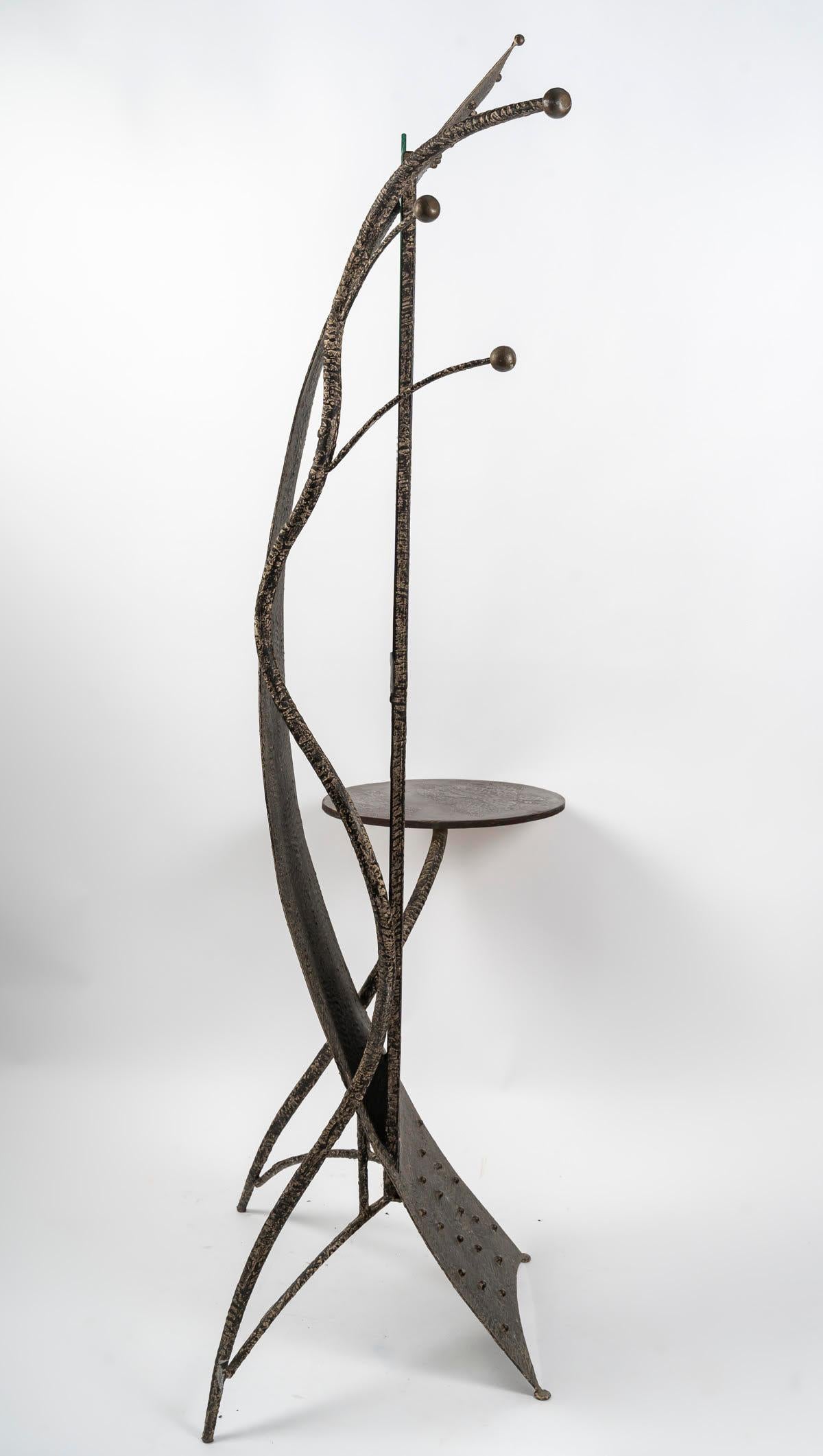Dressing Table, Designer Coat Stand with its Patinated Metal Chair, 20th Century 6