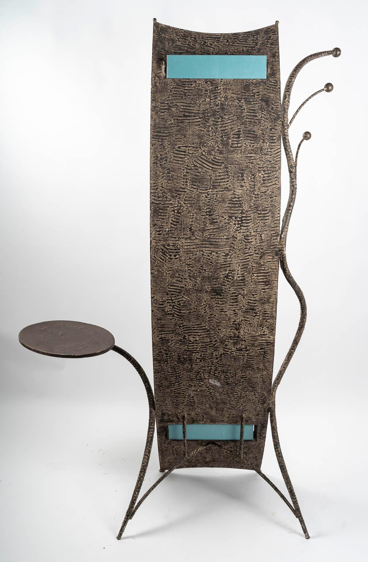 Dressing Table, Designer Coat Stand with its Patinated Metal Chair, 20th Century 7