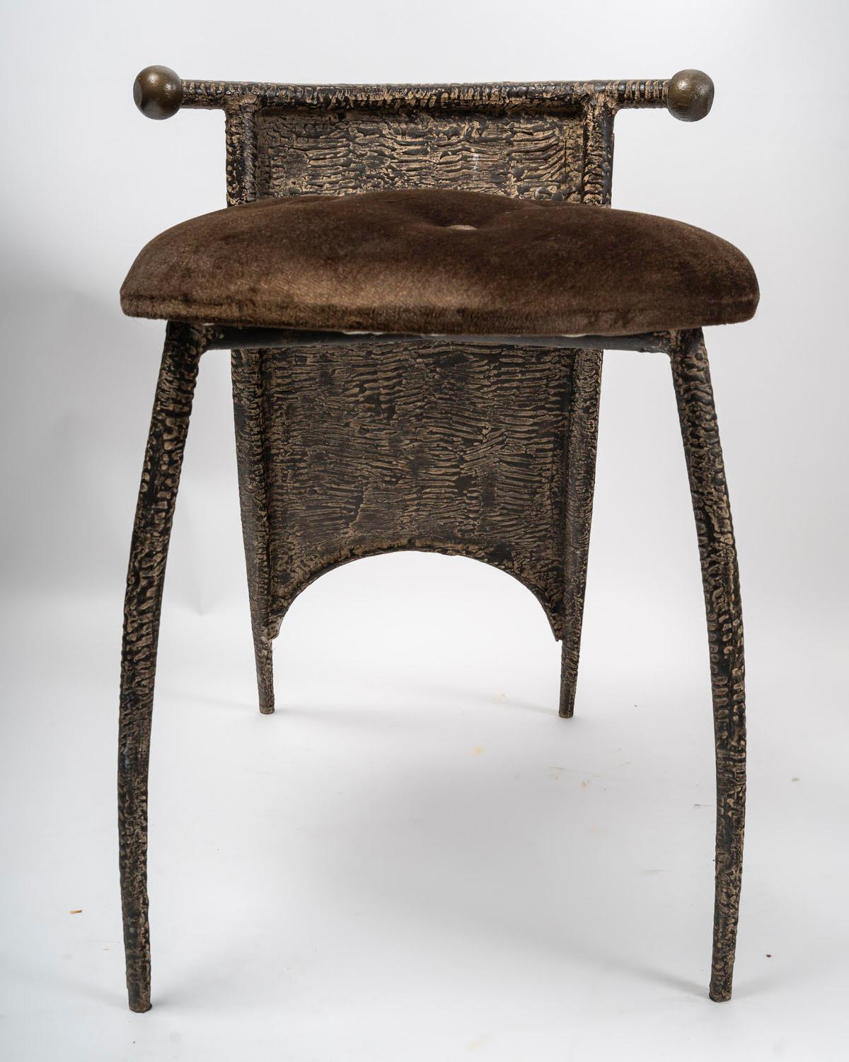 Dressing Table, Designer Coat Stand with its Patinated Metal Chair, 20th Century In Good Condition In Saint-Ouen, FR