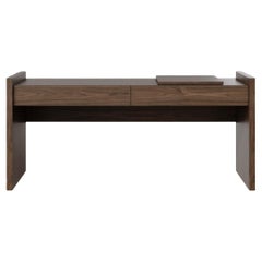 Dressing Table/Desk Made Of Walnut, Lacquered & Upholstered