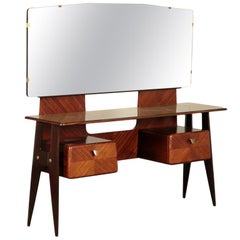 Dressing Table, Ebonized Beech Back-Treated Glass, Italy, 1950s-1960s