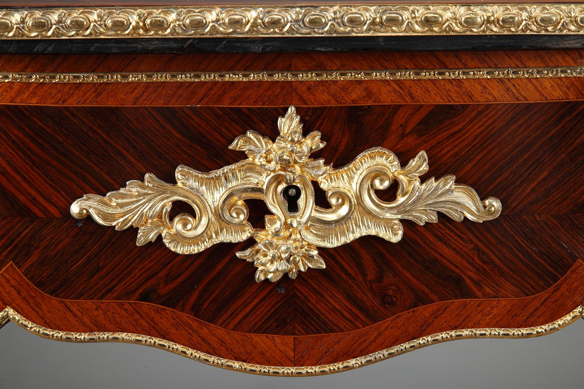 Dressing Table in Exotic Wood Veneers and Marquetry in Louis XV Style 3
