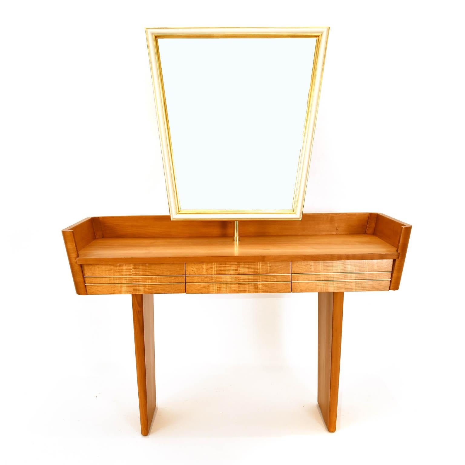 Mid-Century Modern Dressing Table Midcentury 1930-1950 Austria Cherry Mirror Drawers