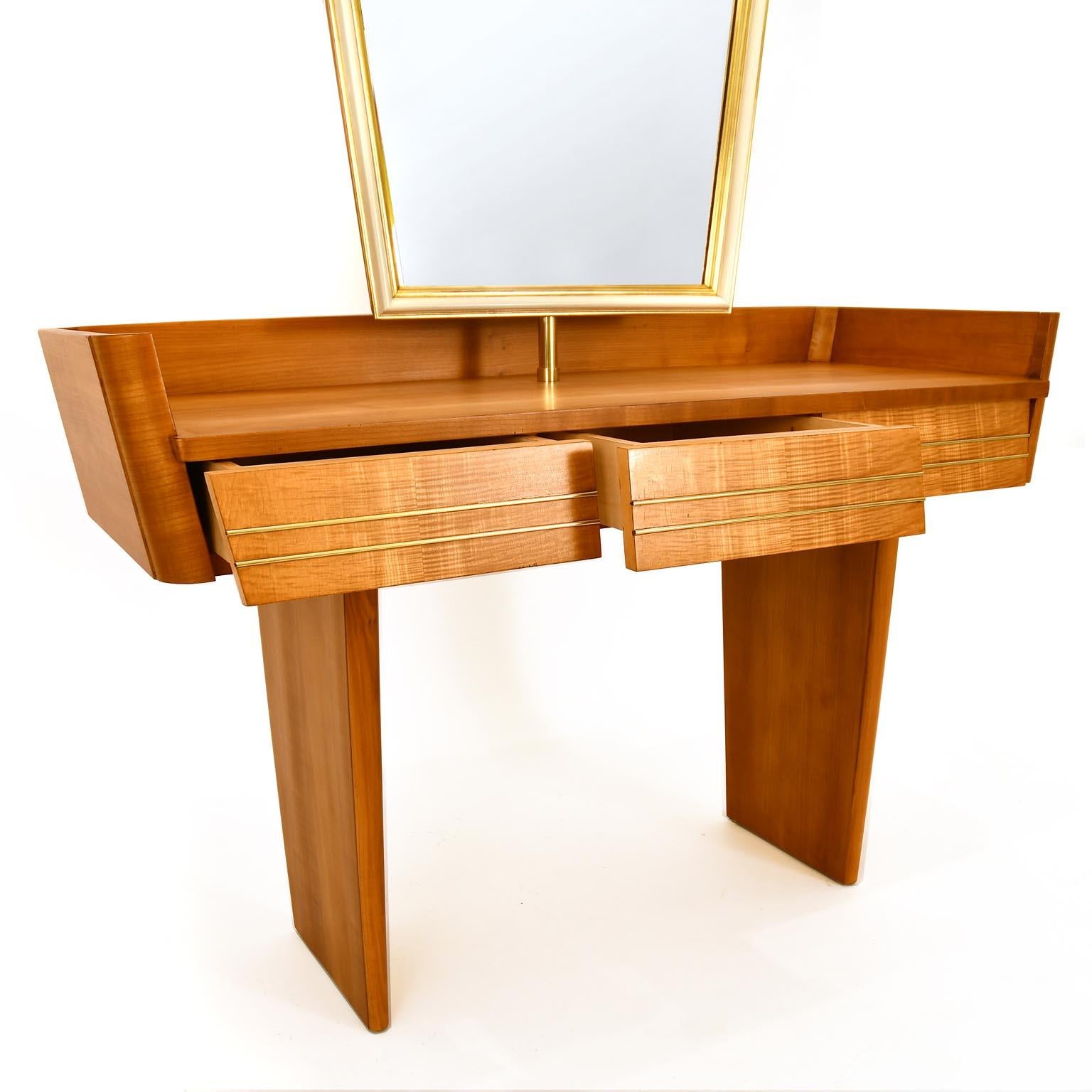 Dressing Table Midcentury 1930-1950 Austria Cherry Mirror Drawers In Good Condition In Vienna, AT
