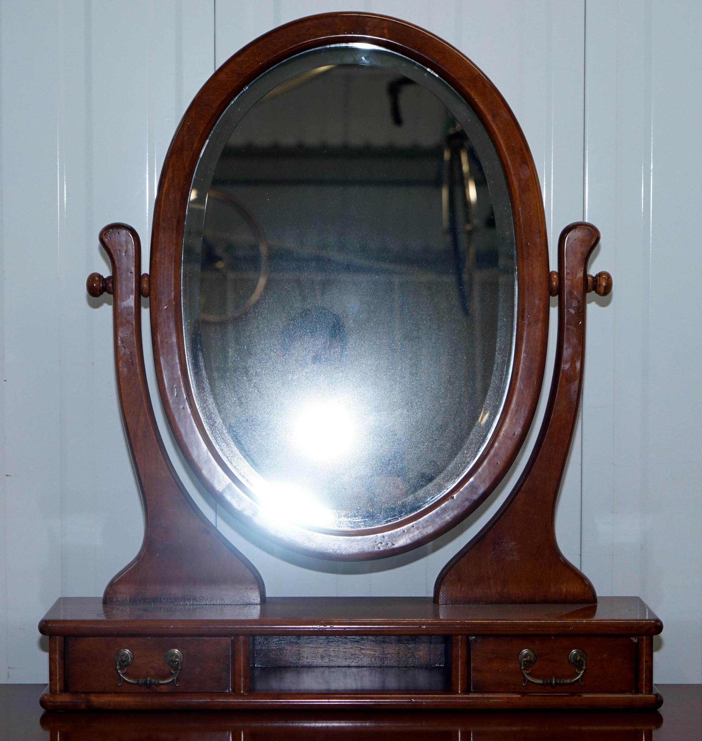 Italian Dressing Table Mirror and Stool Made in Italy by Consorzio Mobili Mahogany Frame