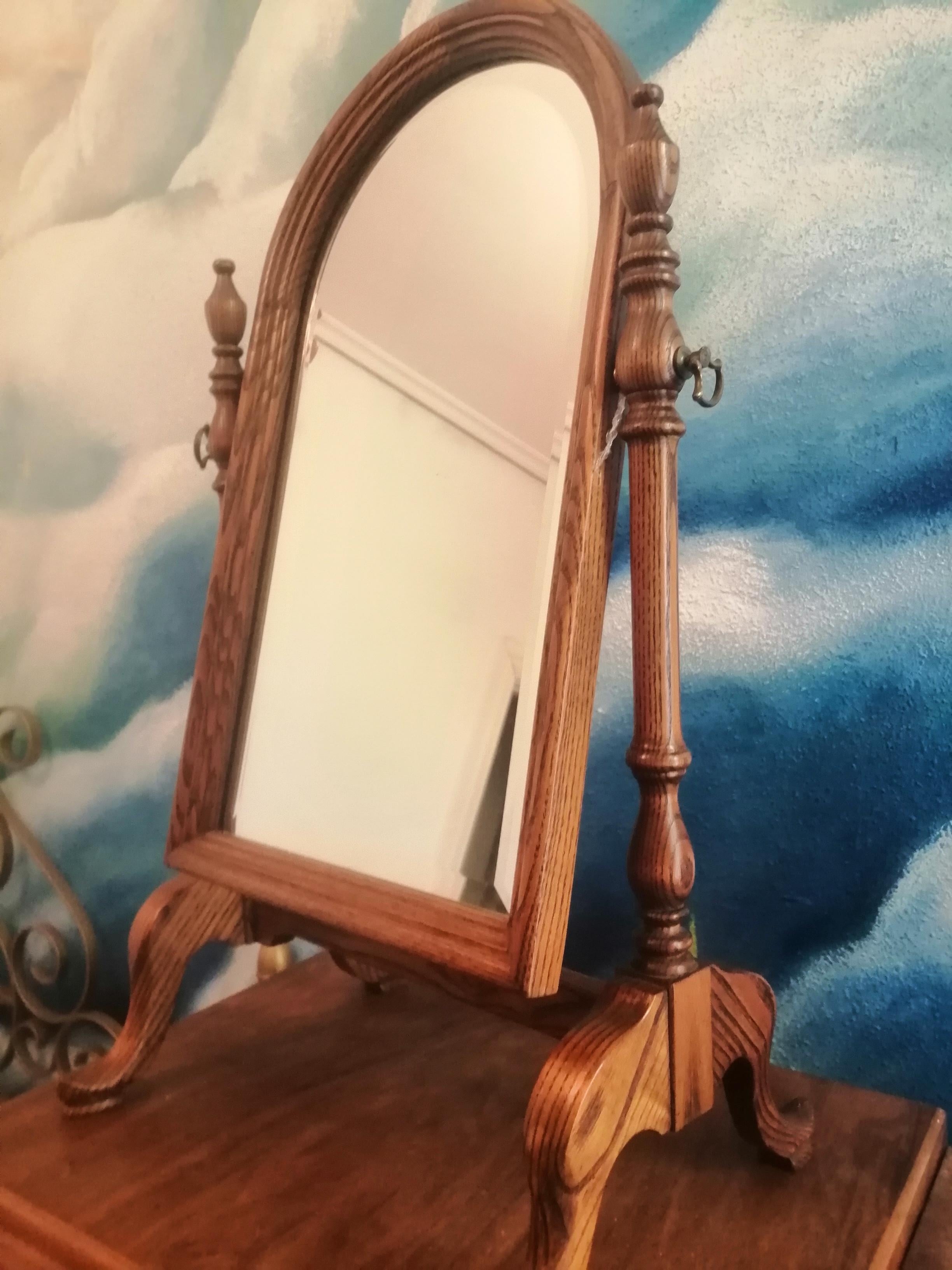 Millor Vanity Dressing Table  Mirror Oak Wood Swing Early 20th Century For Sale 3