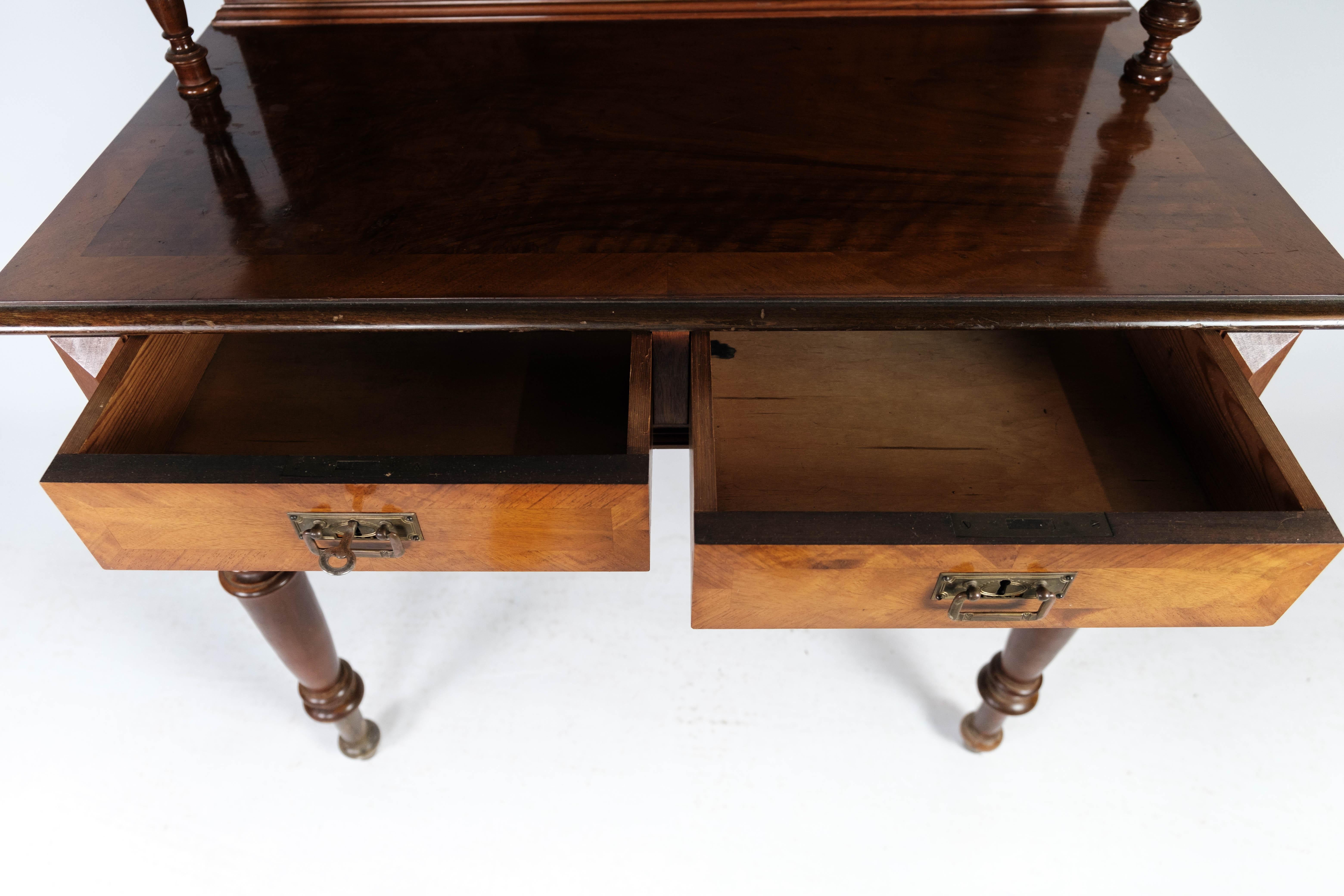 Dressing Table Made In Walnut With Glass From 1880s For Sale 2