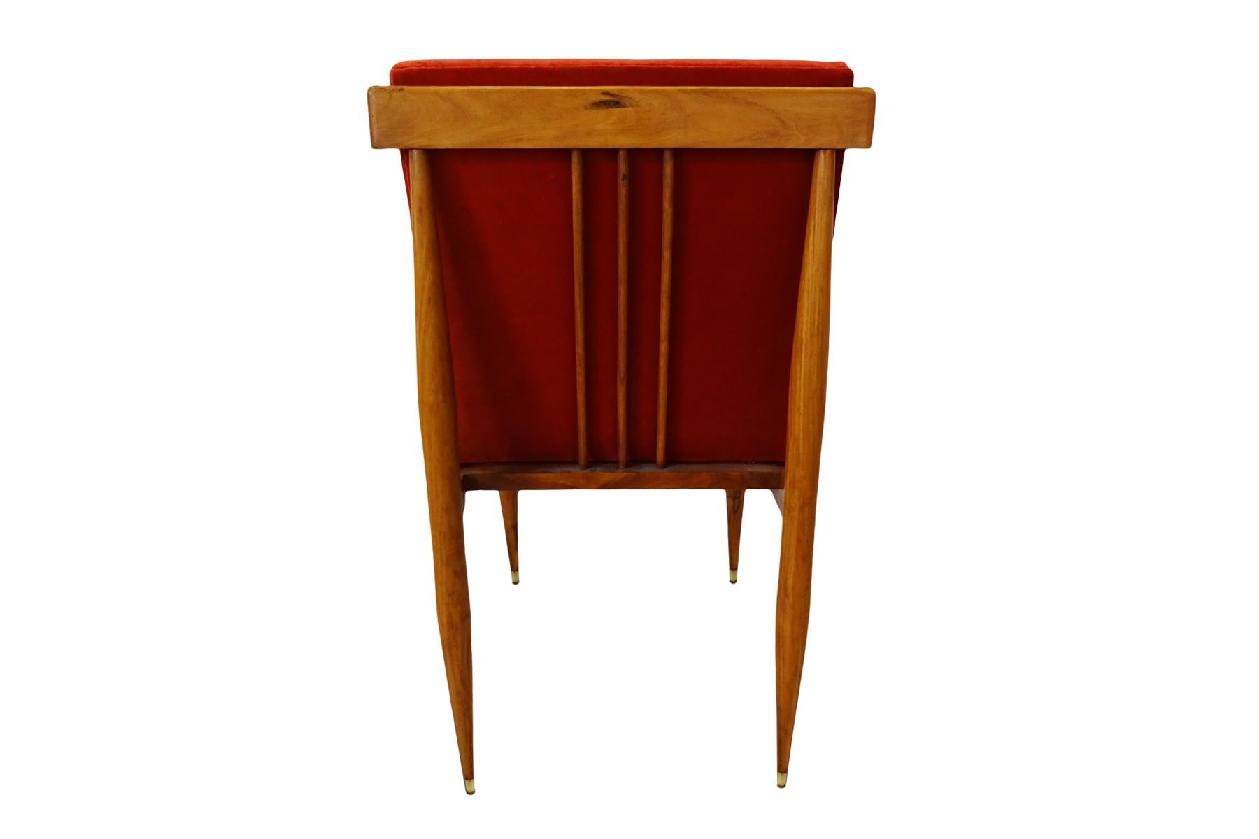 20th Century Dressing Table or Occasional Chair - Antique French in coral velvet and wood 