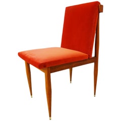 Dressing Table or Occasional Chair - Antique French in coral velvet and wood 